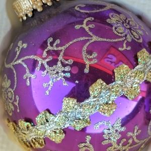 Vintage glass Christmas ball ornaments. Purple